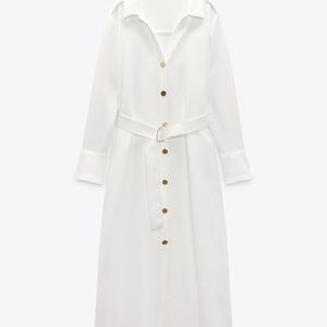 BELTED SHIRTDRESS WHITE